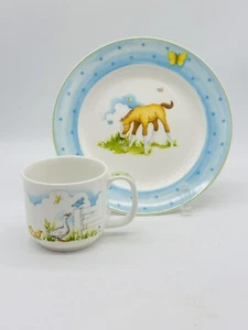 Reed & Barton Williamsburg Children's Plate & Cup Farm Animal Horse Goose Japan - Picture 1 of 10