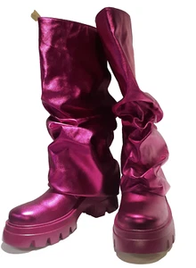 Metallic Boots Mid in Lila Hai Botas Luxus Winter Plateau Y2K Schuhe - Bild 1 von 5
