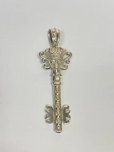 Justin Davis Sterling Silver Key Pendant with Crown and Skull Design, 3 inches - Picture 1 of 10