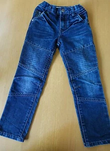 BOYS DARK BLUE STRETCH DENIM STRAIGHT CUT JEANS ADJUSTABLE WAIST SZ 5 - Picture 1 of 2