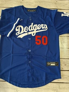 Neu mit Etikett #50 Mookie Betts blau Dodgers genähtes Trikot Jugend Large - Bild 1 von 4