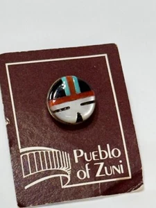 Vintage Sterling Silver Pueblo of Zuni Raylan Edaakie Tie Tack on Original Card - Picture 1 of 8