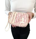 Christian Dior Vintage Trotter Monogram Pouch Wrist Bag Pink RankAB