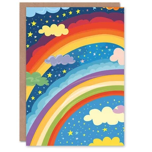 Rainbows Stars Happy Colourful Dreamy Night Good Luck Card - Bild 1 von 6