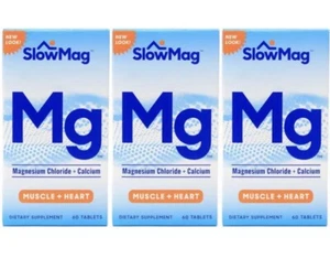 3 Pack Slow Mag Magnesium Chloride And Calcium 60 Tablets Each - Picture 1 of 5