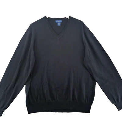 Suéter Joseph & Lyman Extra Fino Lana Merino Para Hombre Talla XL Marrón Sólido Cuello en V Foto 1 de 4