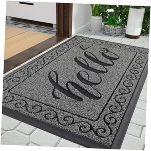 Hello Door Mat, Outdoor Welcome Front Door Mats for 29.5 x 17 Inches Grey - Picture 1 of 7