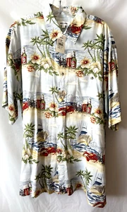 Pierre Cardin Hawaiian Print Botton-Down Men Shirts Size L Rayon Beach Vacation - Picture 1 of 5