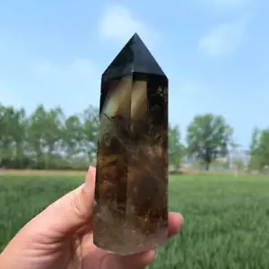 1,05 Pfund natürlicher Rauch Citrin Quarz Obelisk Quarz Kristallspitze Stab XA6309-06 - Bild 1 von 14