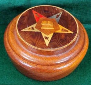 Vintage Folk Art Wooden Inlaid Masonic Order of the Eastern Star Wood Box - Picture 1 of 12