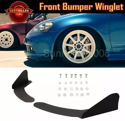 ABS Universal Front Bumper Lip Splitters Black Winglet Blade Spoiler For Dodge - Image 1 of 2