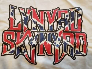 4XL Lynyrd Skynyrd Logo T-Shirt White Red Blue Tee Southern Rock Classic Gildan - Picture 1 of 8