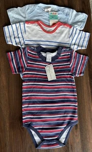 Pack Of 3, 24 Months Baby, Short Sleeve Snap Close Blue & Blue Stripe Outfits - Picture 1 of 8