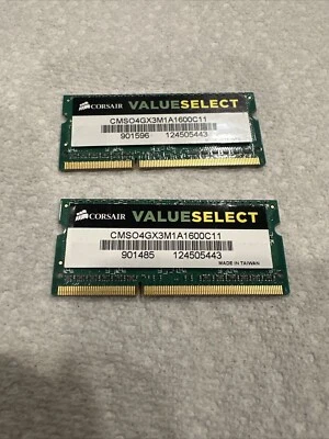 Corsair CMSO4GX3M1A1600C11 4GB DDR3 SODIMM 8 GB Total - Image 1 of 2