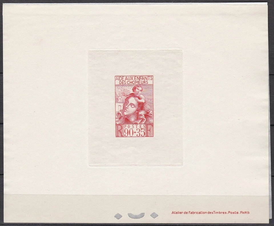 France ScB84 Aid Children of the Unemployed, Mother and Child, Deluxe Proof - Image 1 of 1