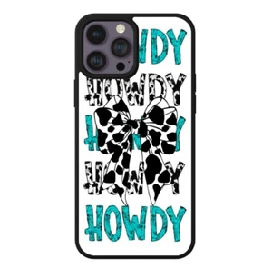 Cute Cow Print Bow Howdy Phone Case Shockproof Durable Protective - Picture 1 of 11