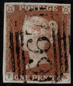 1841 1d Red Pl 45 TK 4m RYE 66 Numeral Superb Used Cat. £50.00 - Picture 1 of 1