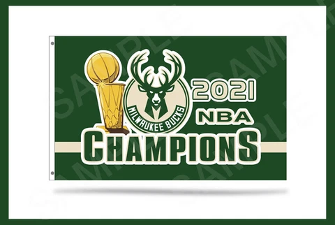 Milwaukee Bucks 2021 NBA Champions Basketball 3x5 Flag w/ Grommets Championship Cover