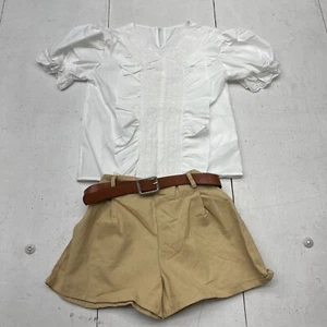 Shien White & Tan 2 Piece Outfit Girls Size Small (5-6) NEW - Picture 1 of 8