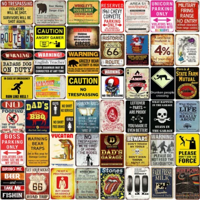 Vintage Metal Tin Signs Garage Plaques Plate Man Cave Club Bar Customize Decor - Image 1 of 4