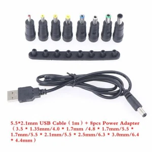 Adaptador de fuente de alimentación de CC USB a conector de CC enchufes intercambiables conector de CC - Imagen 1 de 15