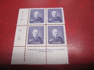 CANADA Unitrade# 357 4c PRIME MINISTERS LL PLATE 2 MH - Picture 1 of 2