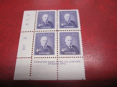 CANADA Unitrade# 357 4c PRIME MINISTERS LL PLATE 2 MH - Image 1 of 2
