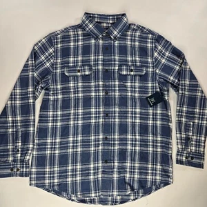 NWT George Men's Flannel Shirt Sz XL Long Sleeve Slate White Plaid - Picture 1 of 5