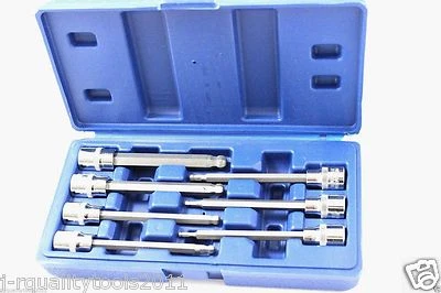 7pc 3/8" Ball End Long 4.3" METRIC MM Hex Allen Bits Sockets wrench Set Tool - Image 1 of 2