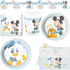 Micky Maus Kindergeburtstag Babyshower Junge Hellblau 1. Geburstag Mickey Mouse - Bild 1 von 6