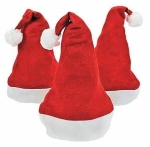 Red Child Set of a Dozen (12) Felt Standard Style Decoration / Party Santa Hats - Picture 1 of 1
