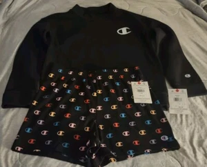 Girl's/Youth Champion Logo Black Sweatshirt & Shorts Set L 14 NWT - Picture 1 of 12