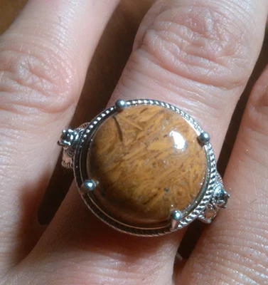 Script Stone and Brazilian Smokey 石英单颗铜戒指(9 码) — 第 1/4 张图片