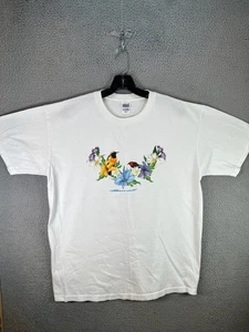 T-shirt hawaiana vintage uomo incudine tribale bird watcher grafica floreale stile anni 90 - Foto 1 di 10