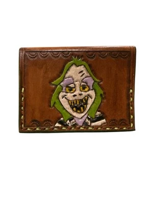 Бумажник/держатель для карт ручной работы из натуральной кожи - Beetlejuice - ужасы - Изображение 1 из 3