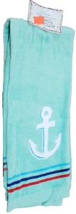 1 (ein) Bedrucktes Küchen-Frottee-Handtuch (15 x 25 Zoll) Maritim, weißer Anker auf Aqua-Blau, AM - Bild 1 von 6