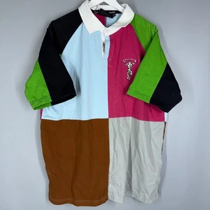 HARLEQUINS RUGBY JERSEY KOOGA POLO SHIRT COLORBLOCK PATCHWORK MEN’S LARGE - Picture 1 of 5