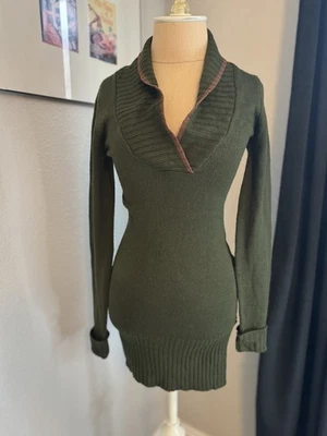 Vestido suéter verde con detalle de botones Derek Heart para mujer talla S Foto 1 de 4