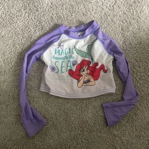 Disney The Little Mermaid Swimsuit Rash Guard Top Girls 6X Ariel - Picture 1 of 3
