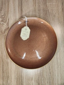 Turkish Glass  Charger Plate  Copper Textured Gold Rim 13" NWT - Picture 1 of 3