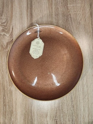 Turkish Glass  Charger Plate  Copper Textured Gold Rim 13" NWT - Image 1 of 3