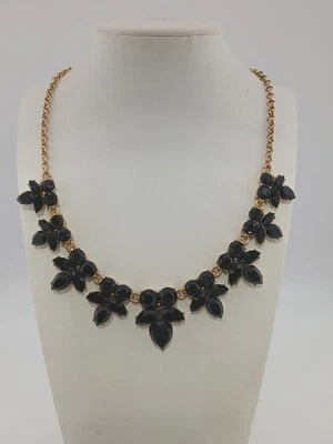 J экипажа золотистый цепочка из черного стекла камни цветочный дизайн ожерелье - Изображение 1 из 4
