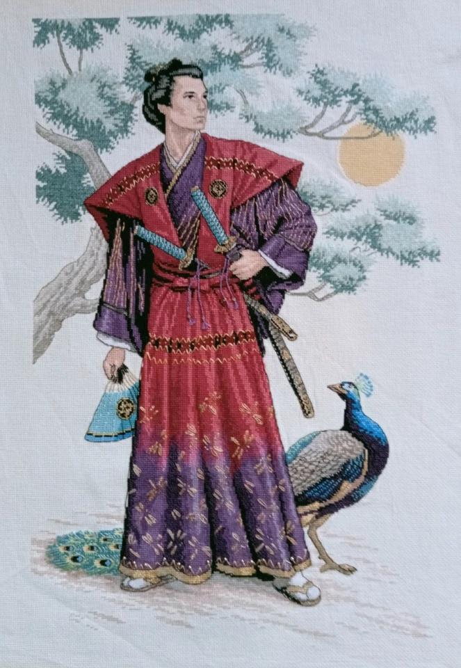 (C89) Completed Dimensions MIGHTY SAMURAI Cross Stitch Picture # 30cm x 46cm - Image 1 of 4