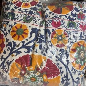 Juego de 2 almohadas Pottery Barn para interiores y exteriores con estampado Suzani de 24" NUEVO - Imagen 1 de 1