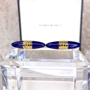 Gemelos Dunhill vintage piedra azul chapados en oro forma de AD con estuche - Imagen 1 de 14