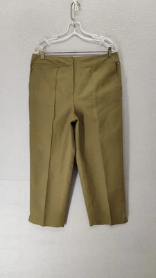 Kate Hill Women Pant 12 Olive Green High Rise Straight Flat Front Oversize Chic - Image 1 of 4
