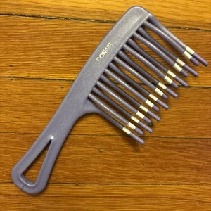 Peine desenredante Conair selección de dientes anchos pelo ondulado de colección años 90 púrpura blanco grande - Imagen 1 de 10