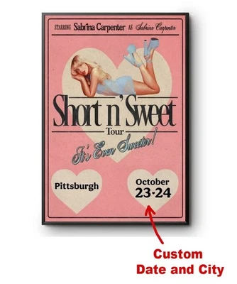 Póster personalizado del concierto de Sabrina Carpenter Pittsburgh 2025 23 + 24 de octubre de 2025 Foto 1 de 3
