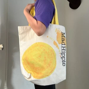 Bolso de Mano Mad Hippie de Lona Amarillo Estampado de Sol Eco Comestibles Shopper Bolso de Hombro - Imagen 1 de 5
