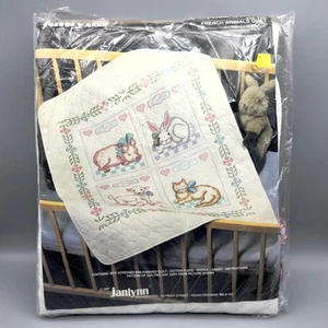 Janlynn #50-920 French Animals Quilt Printed Cross Stitch COMPLETE Vintage - Picture 1 of 4